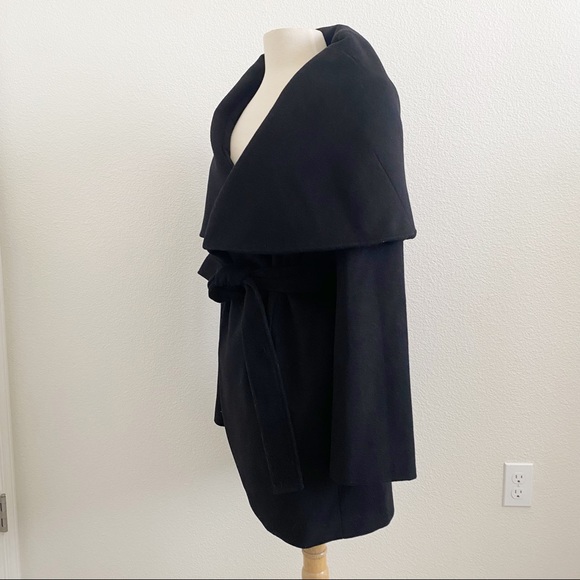 Elie Tahari Marla Wool Blend Convertible Wrap Coat Black Blogger Favorite - Picture 3 of 11